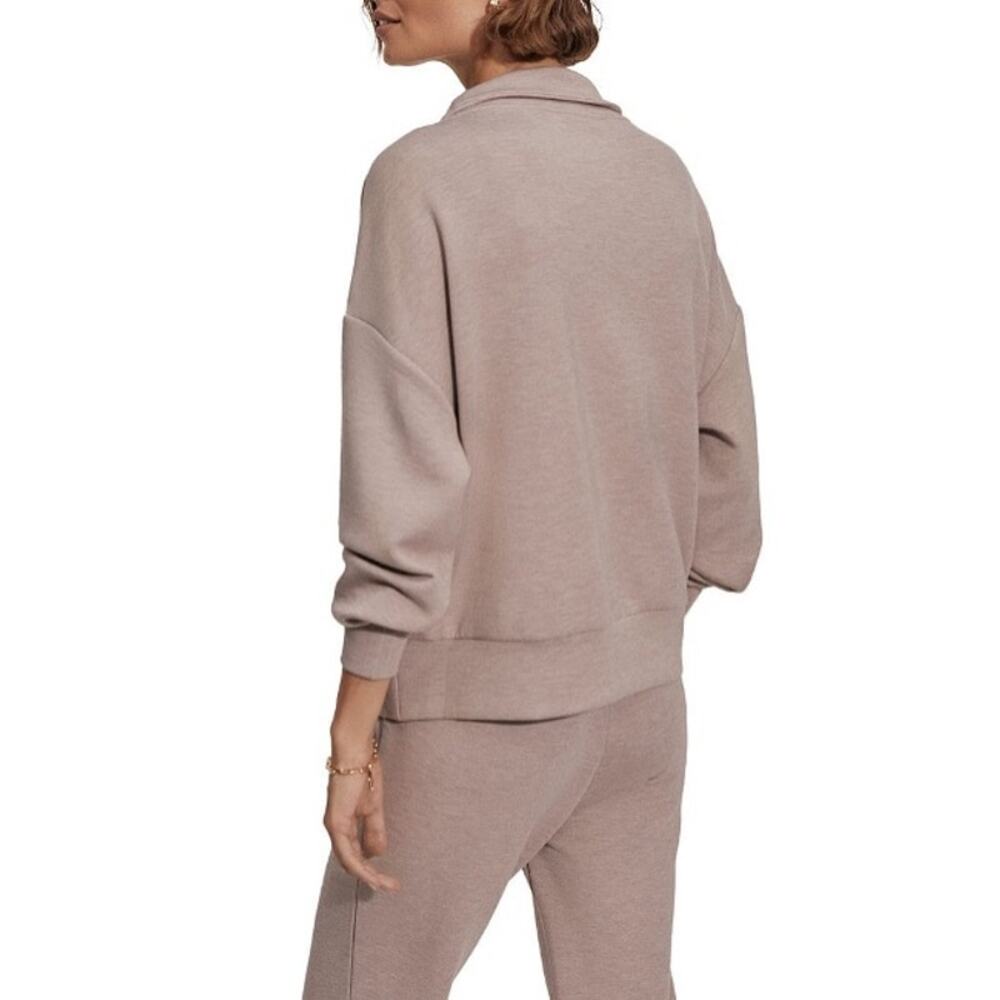 Varley Hawley Half Zip Sweat XS Taupe Marl Double Soft Oversized Pullover Cozy - Picture 2 of 16